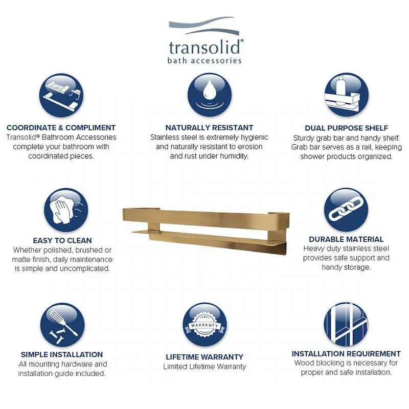 20-Inch Grab Bar Shelf for Bathroom - Safety Support with Storage, 20x4x3