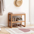 Banc à chaussures en bois avec rangement et coussin