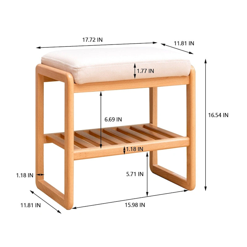 Schuhbank aus Holz mit Stauraum und Polster