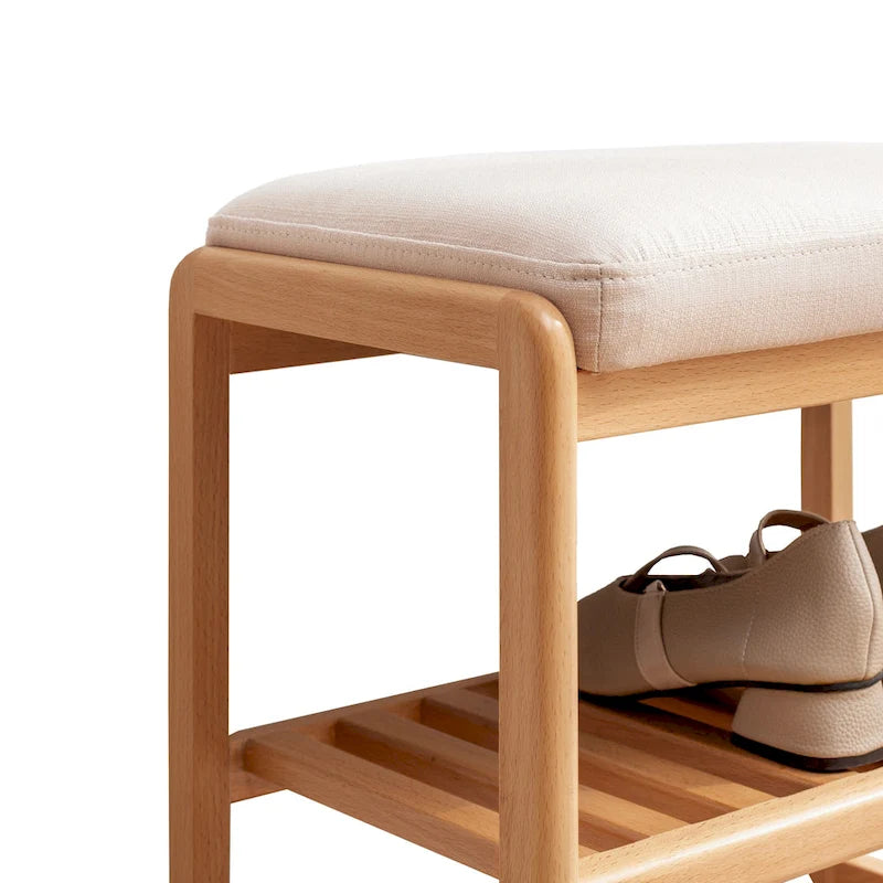 Schuhbank aus Holz mit Stauraum und Polster