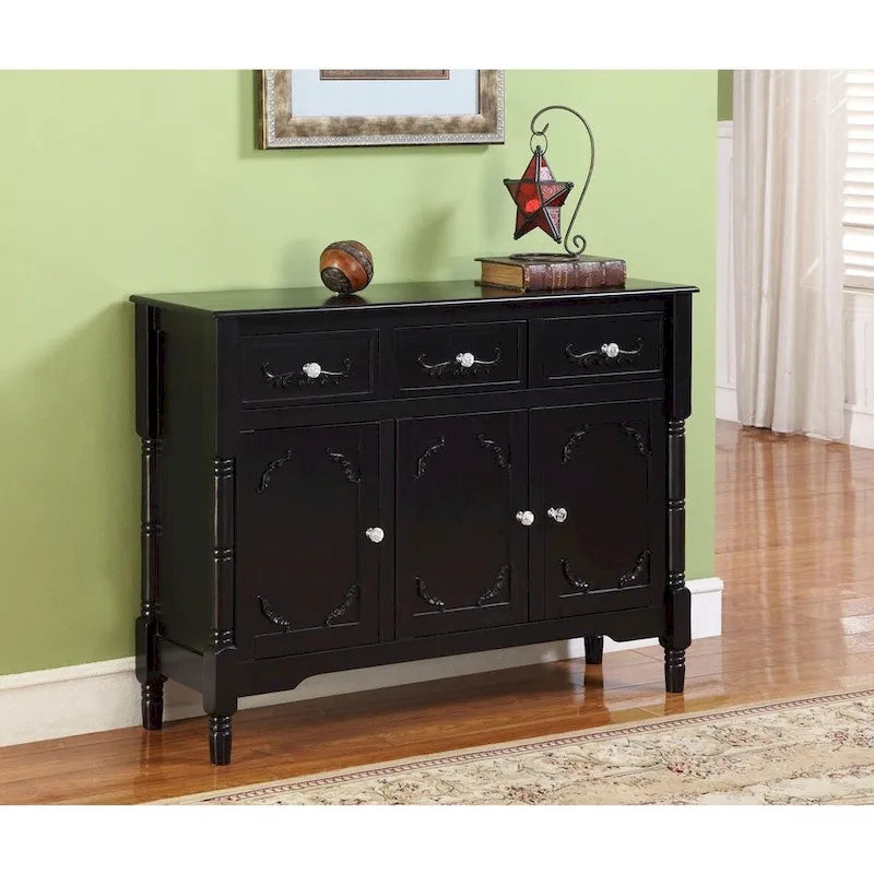 Sideboard-Konsole aus Massivholz in schwarzer Ausführung mit Stauraum