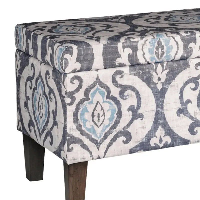 Panca versatile con motivo damascato multicolore e contenitore con coperchio incernierato - 36 x 16 x 18