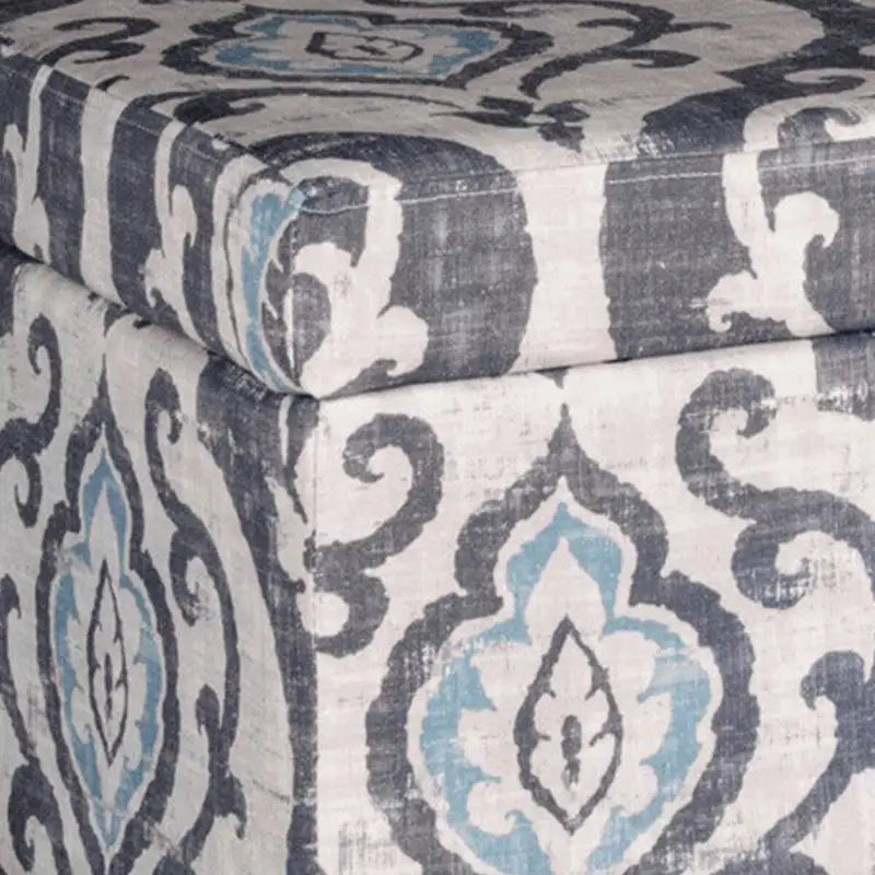 Panca versatile con motivo damascato multicolore e contenitore con coperchio incernierato - 36 x 16 x 18