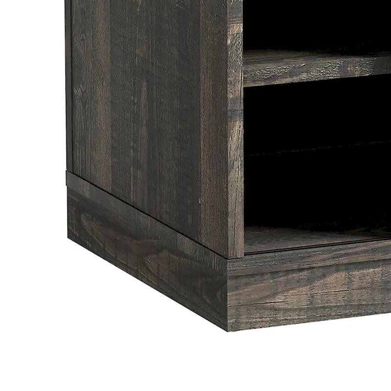 Banco de almacenamiento de madera de estilo granja vintage con puertas corredizas
