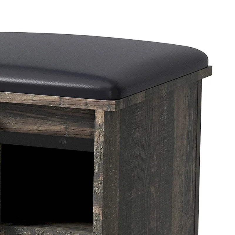 Banco de almacenamiento de madera de estilo granja vintage con puertas corredizas