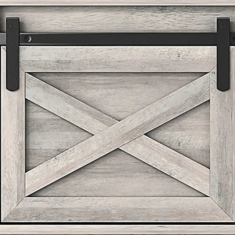 Banco de almacenamiento de madera de estilo granja vintage con puertas corredizas