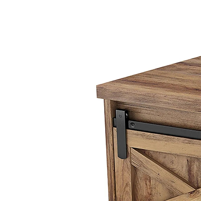 Banco de almacenamiento de madera de estilo granja vintage con puertas corredizas