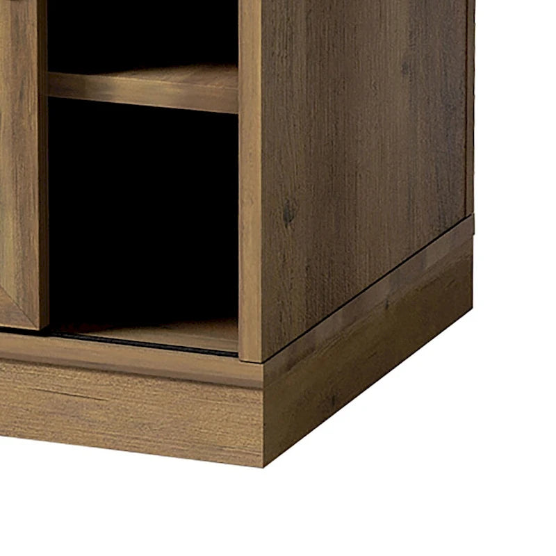 Banco de almacenamiento de madera de estilo granja vintage con puertas corredizas
