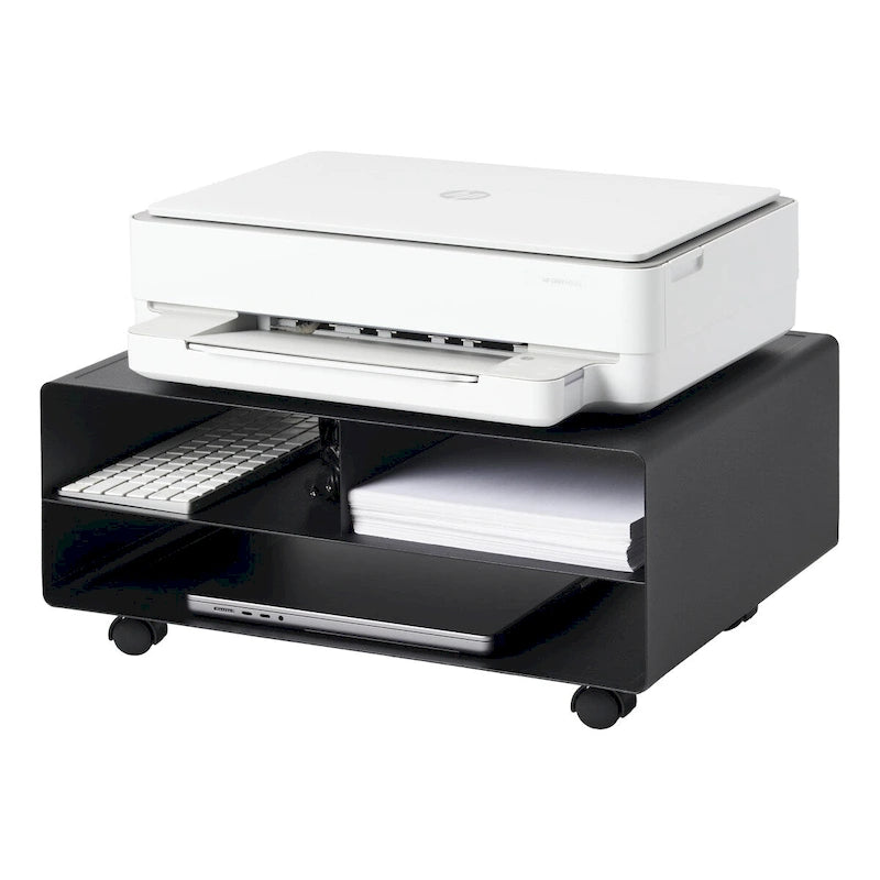 Soporte de acero con ruedas para impresora y almacenamiento - 14.57L x 18.9W x 7.48H, soporta 59.4 lbs