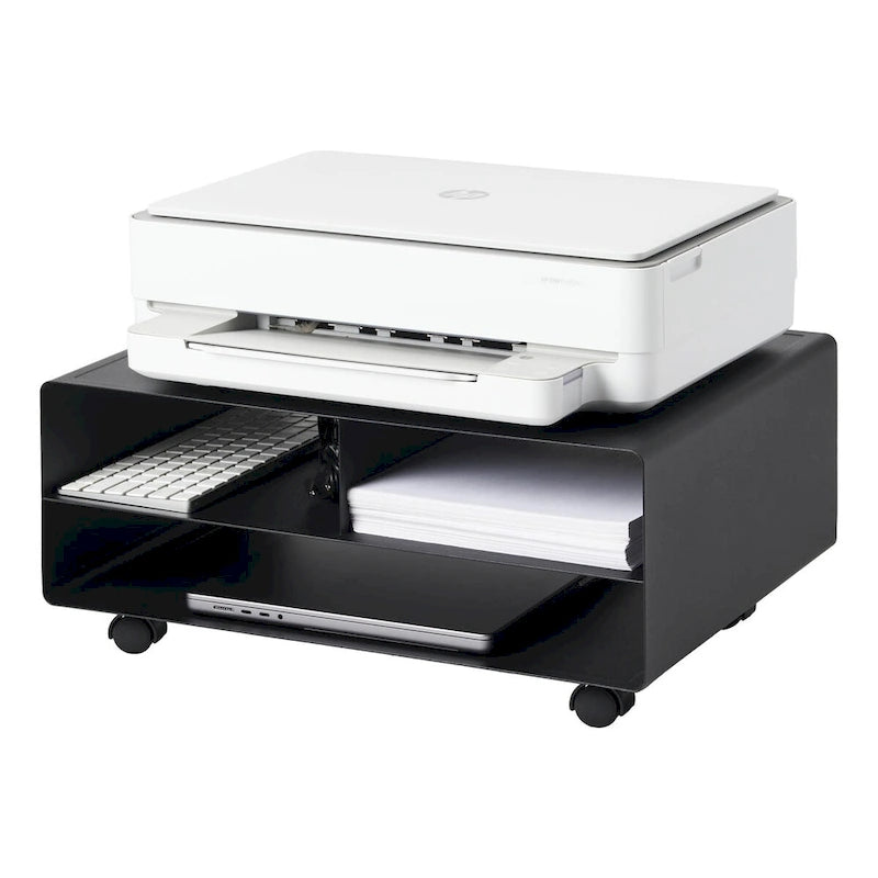Soporte de acero con ruedas para impresora y almacenamiento - 14.57L x 18.9W x 7.48H, soporta 59.4 lbs
