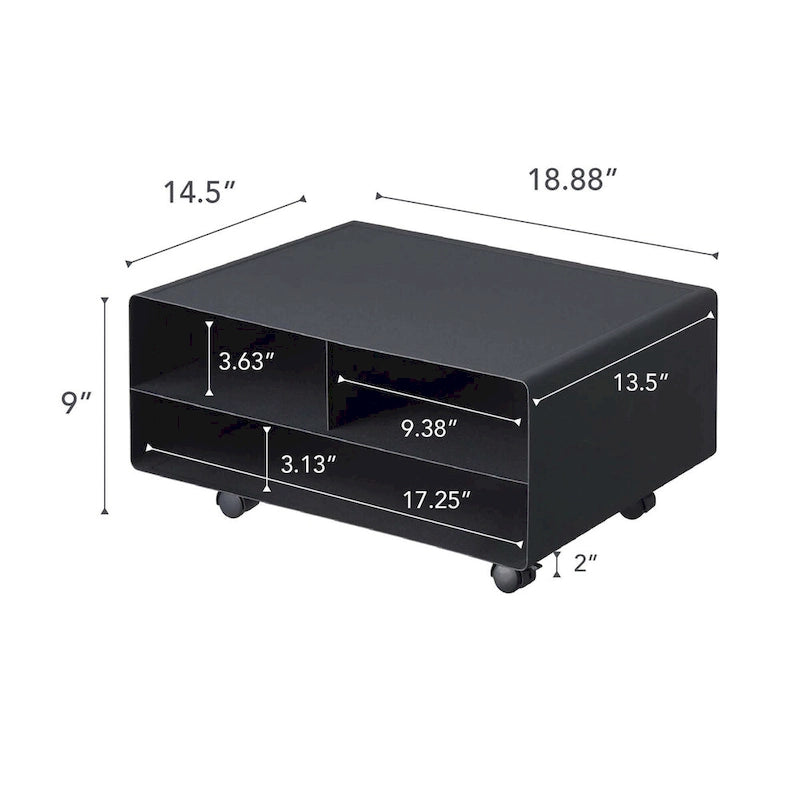 Soporte de acero con ruedas para impresora y almacenamiento - 14.57L x 18.9W x 7.48H, soporta 59.4 lbs