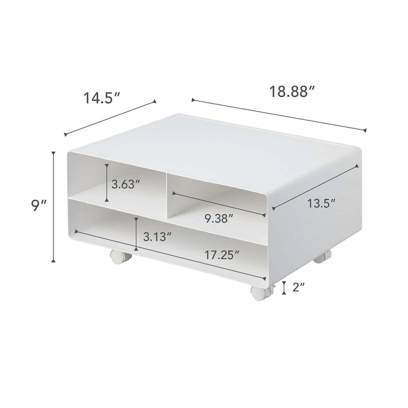 Soporte de acero con ruedas para impresora y almacenamiento - 14.57L x 18.9W x 7.48H, soporta 59.4 lbs