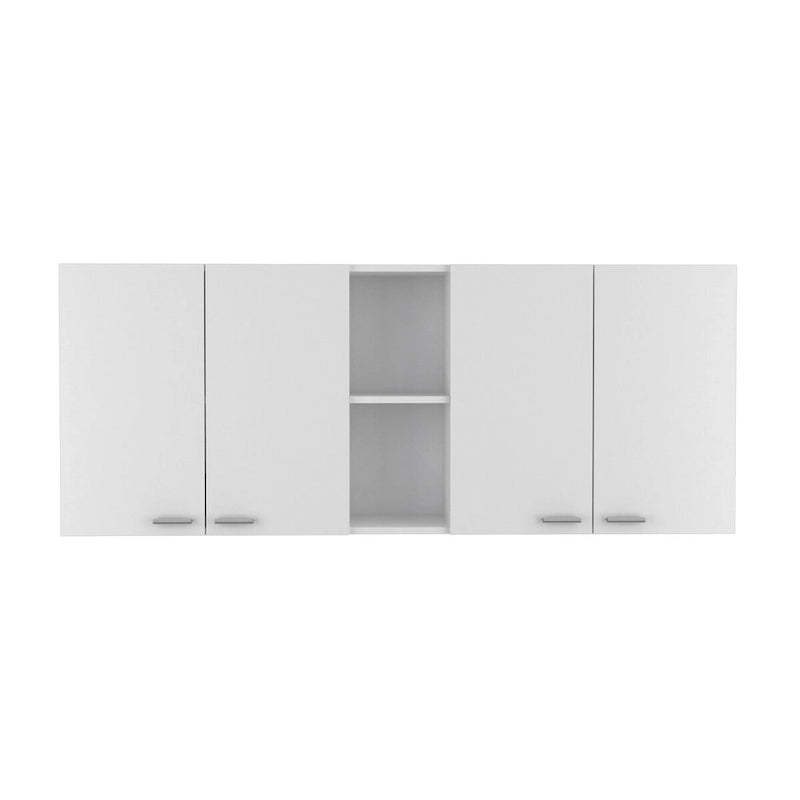 Weißer Wandschrank mit Doppeltüren und 4 Regalböden - 59.1B x 12.4T x 12.4H