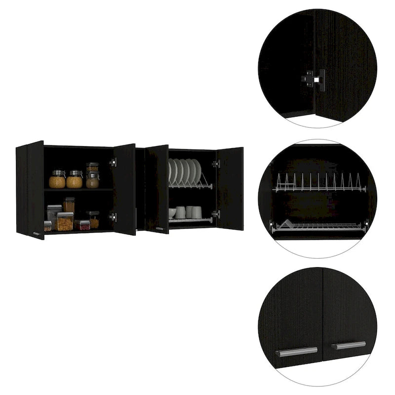 Weißer Wandschrank mit Doppeltüren und 4 Regalböden - 59.1B x 12.4T x 12.4H