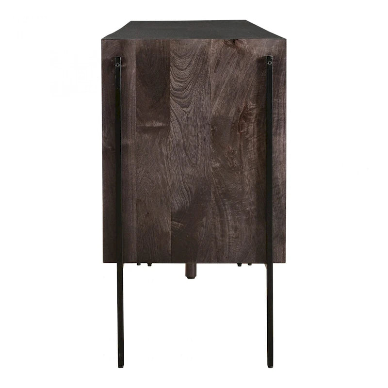 Sideboard aus massivem Mangoholz mit 3 Schubladen und 2 Schrankfächern - 66W x 18D x 32.5H