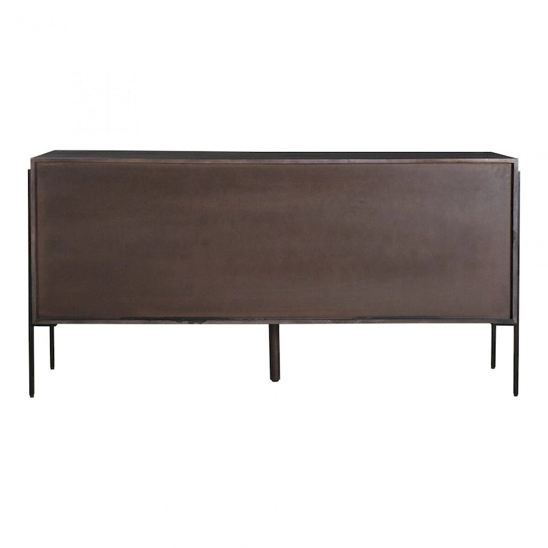 Sideboard aus massivem Mangoholz mit 3 Schubladen und 2 Schrankfächern - 66W x 18D x 32.5H
