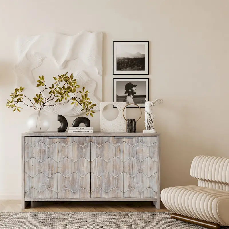 Akzentschrank im Landhausstil, Holzschrank, Sideboard, Buffet