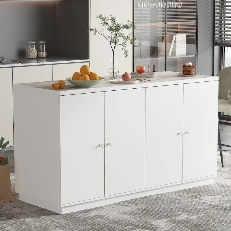 Aparador blanco con amplios compartimentos organizadores para el hogar moderno - 63