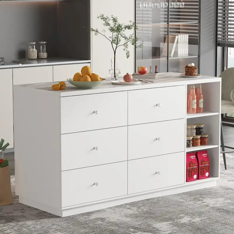 Aparador blanco con amplios compartimentos organizadores para el hogar moderno - 63