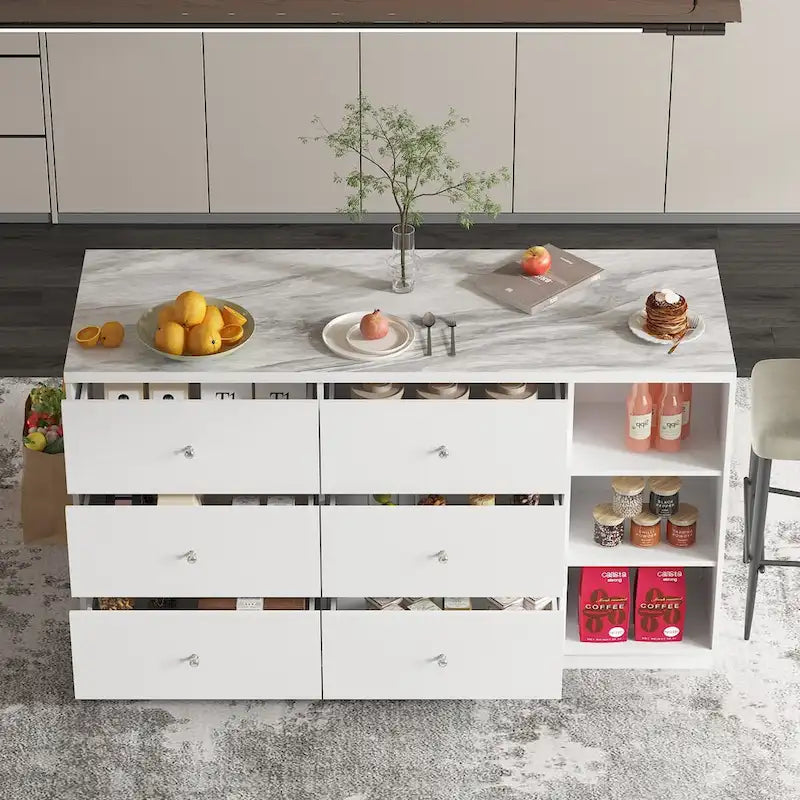 Aparador blanco con amplios compartimentos organizadores para el hogar moderno - 63