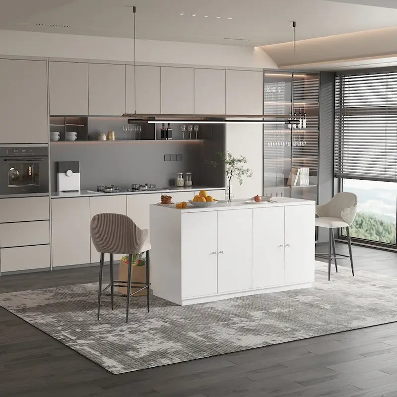 Aparador blanco con amplios compartimentos organizadores para el hogar moderno - 63