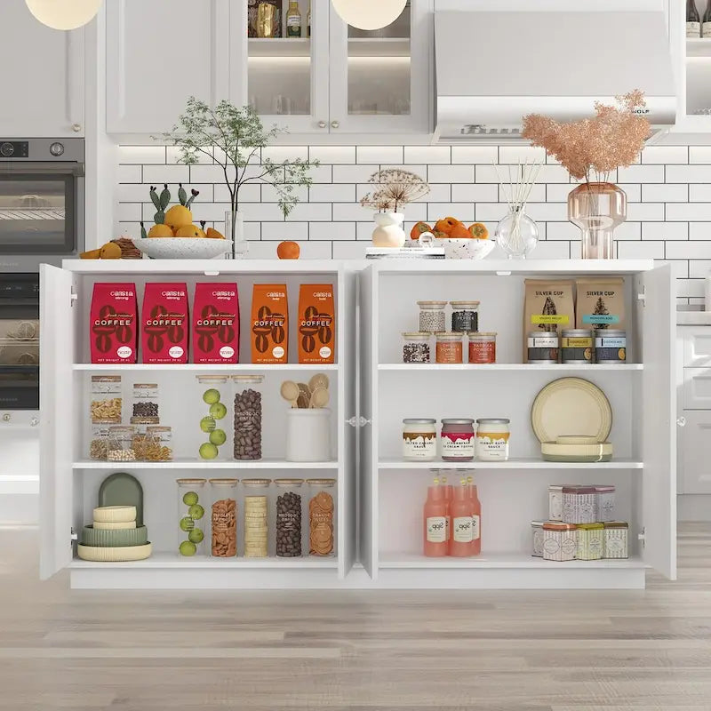 Aparador blanco con amplios compartimentos organizadores para el hogar moderno - 63