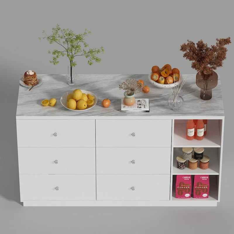 Aparador blanco con amplios compartimentos organizadores para el hogar moderno - 63