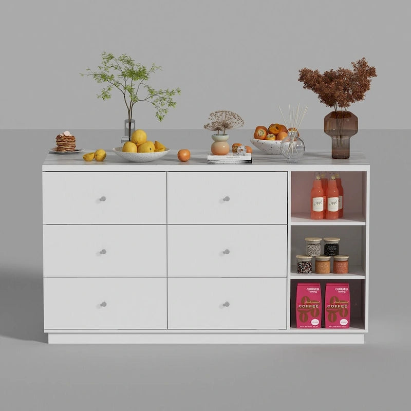 Aparador blanco con amplios compartimentos organizadores para el hogar moderno - 63