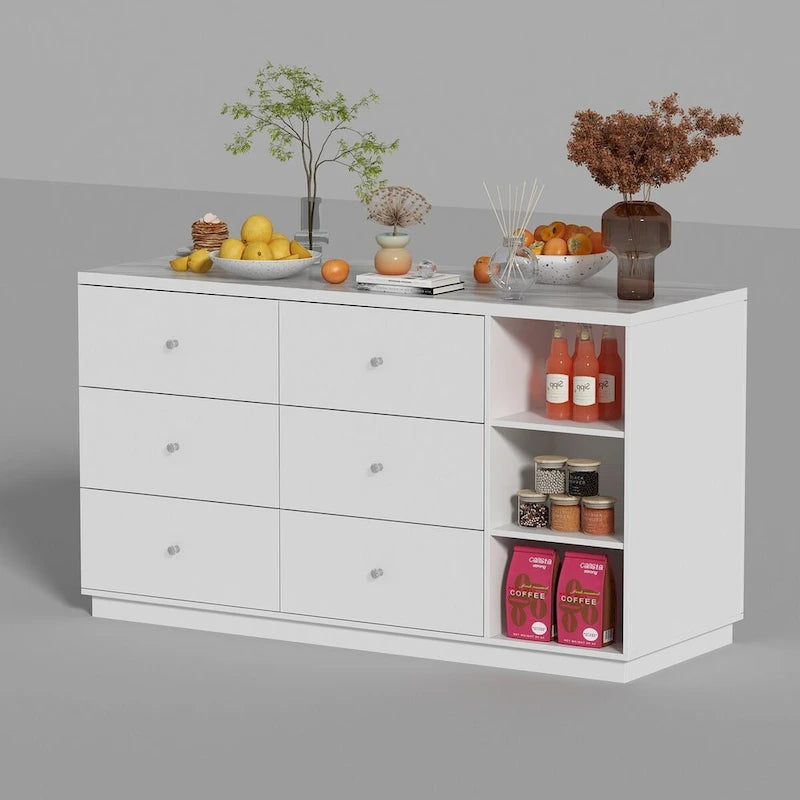 Aparador blanco con amplios compartimentos organizadores para el hogar moderno - 63