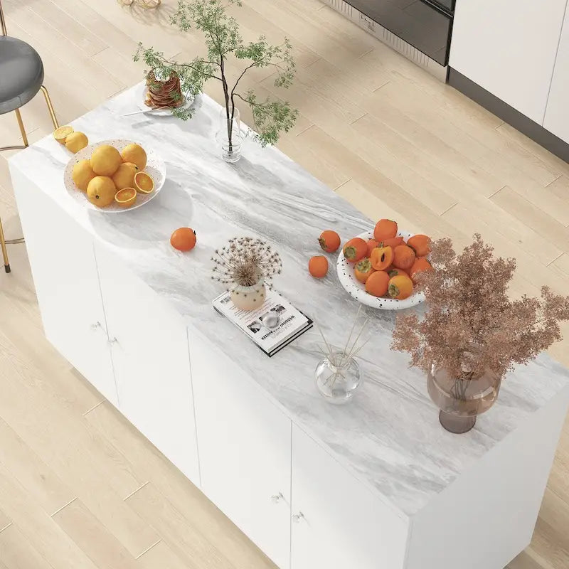 Aparador blanco con amplios compartimentos organizadores para el hogar moderno - 63
