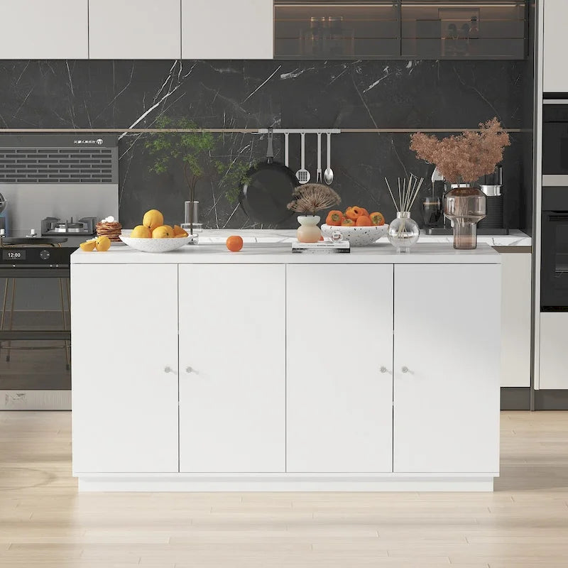 Aparador blanco con amplios compartimentos organizadores para el hogar moderno - 63
