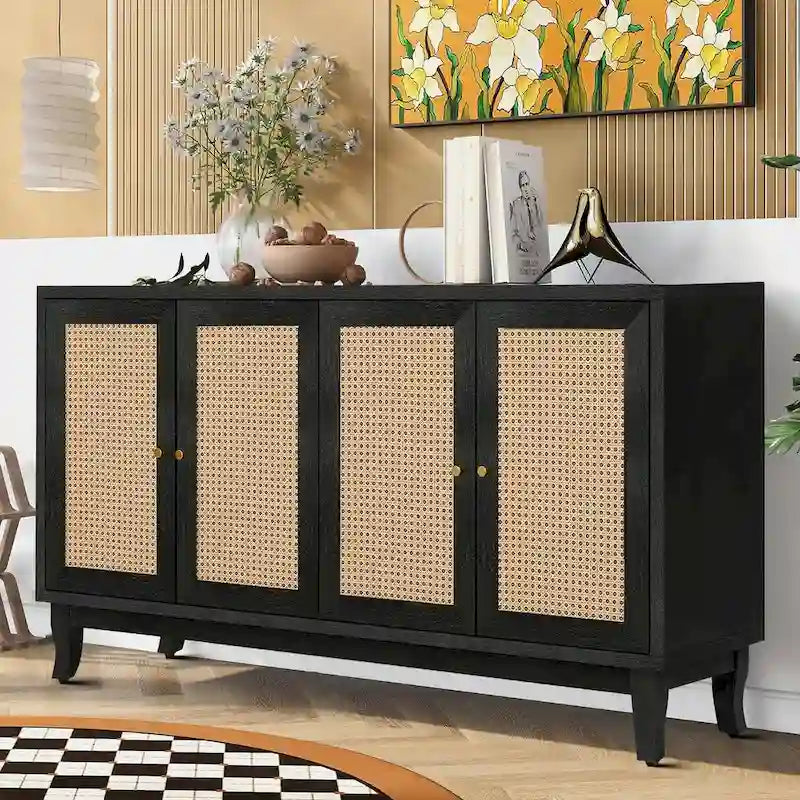 Modern Farmhouse Style Horizontal Sideboard with Two Cabinets