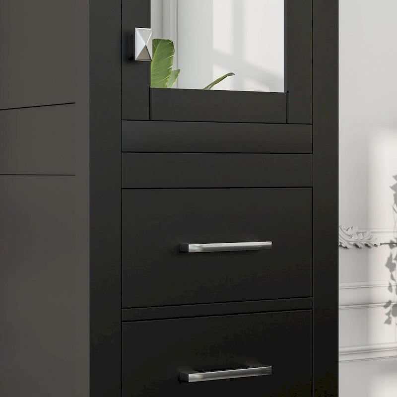 Colonna portabiancheria color espresso con anta a chiusura ammortizzata e 4 cassetti - 18W x 20D x 72H