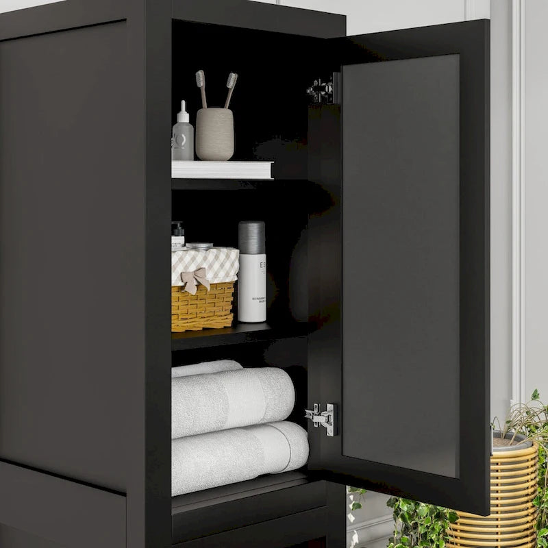Colonna portabiancheria color espresso con anta a chiusura ammortizzata e 4 cassetti - 18W x 20D x 72H