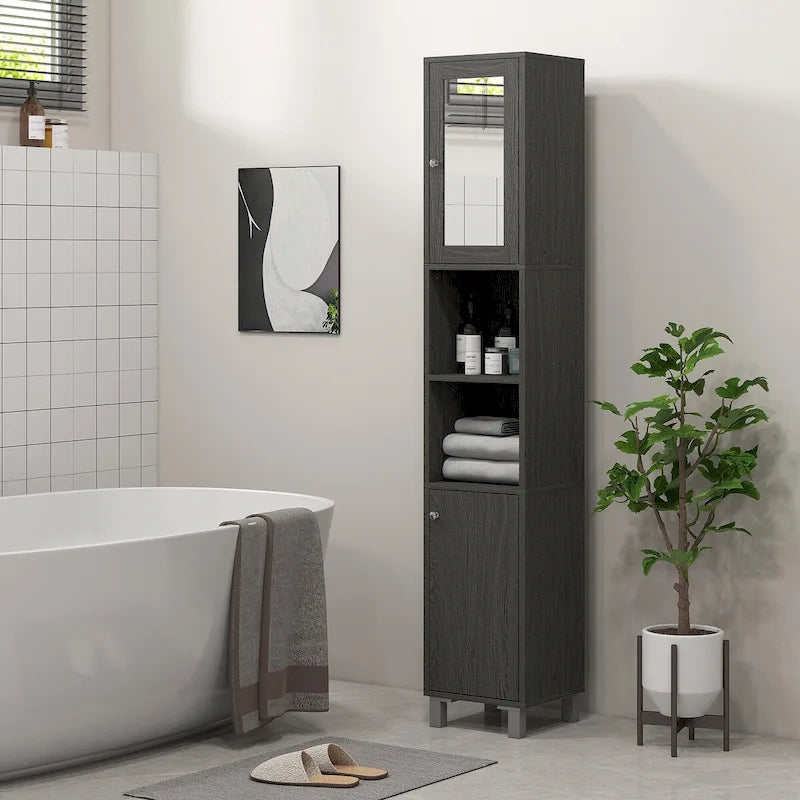 Colonna alta da bagno con anta a specchio e ripiani regolabili - 11.75W x 11D x 70.75H