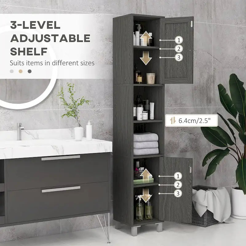 Colonna alta da bagno con anta a specchio e ripiani regolabili - 11.75W x 11D x 70.75H