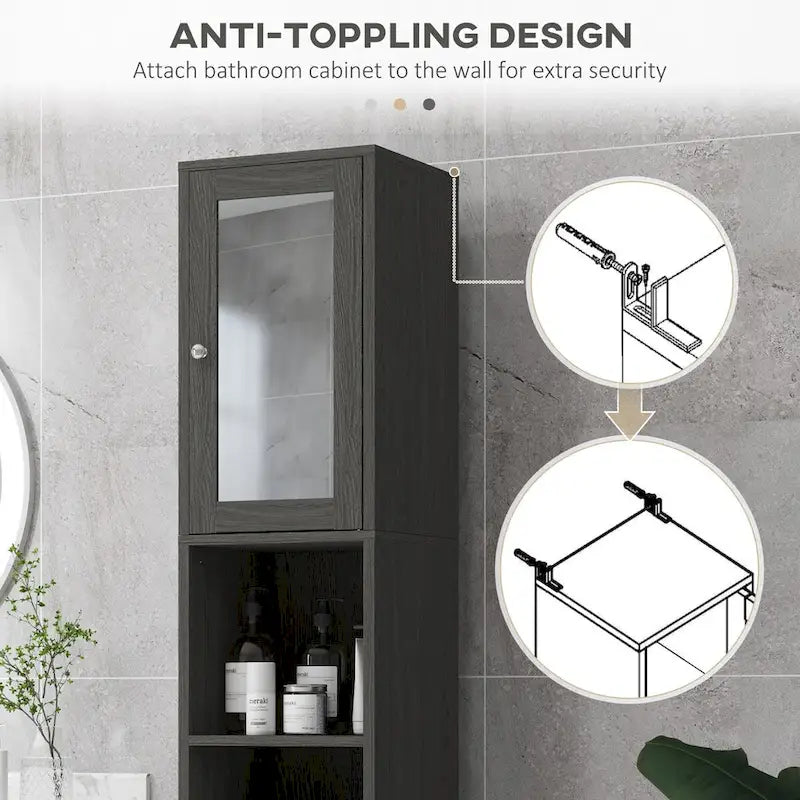 Colonna alta da bagno con anta a specchio e ripiani regolabili - 11.75W x 11D x 70.75H