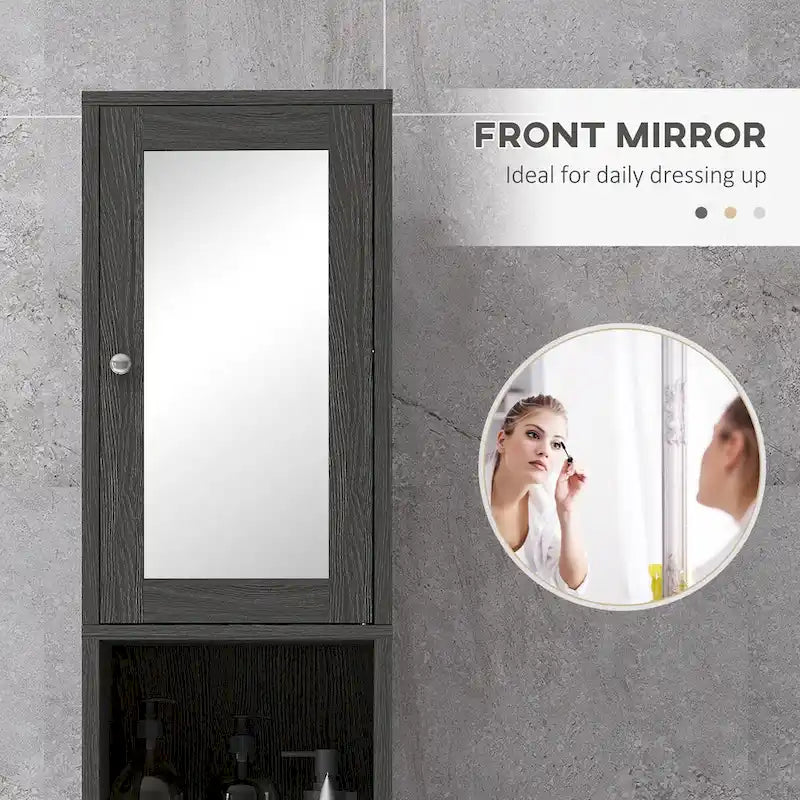 Colonna alta da bagno con anta a specchio e ripiani regolabili - 11.75W x 11D x 70.75H