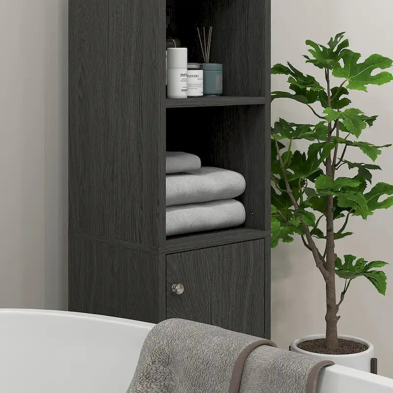 Colonna alta da bagno con anta a specchio e ripiani regolabili - 11.75W x 11D x 70.75H