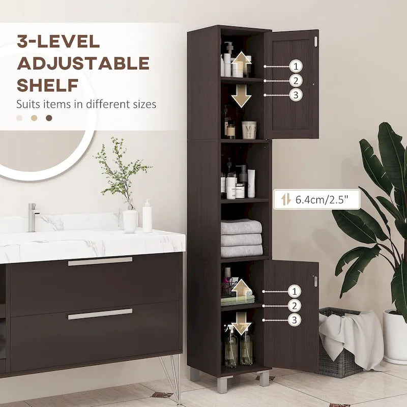 Colonna alta da bagno con anta a specchio e ripiani regolabili - 11.75W x 11D x 70.75H