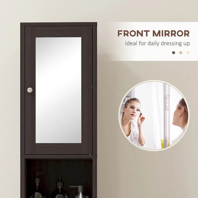 Colonna alta da bagno con anta a specchio e ripiani regolabili - 11.75W x 11D x 70.75H
