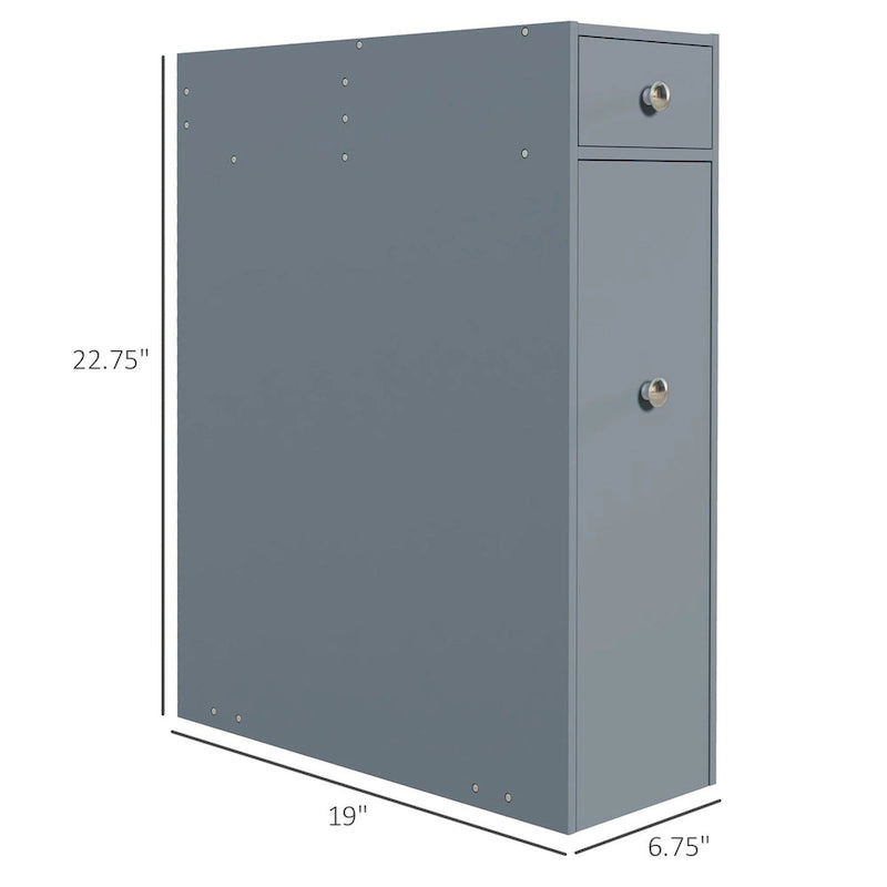Grauer schmaler ausziehbarer Badezimmerschrank mit Schubladen - 6.75B x 19T x 22.75H