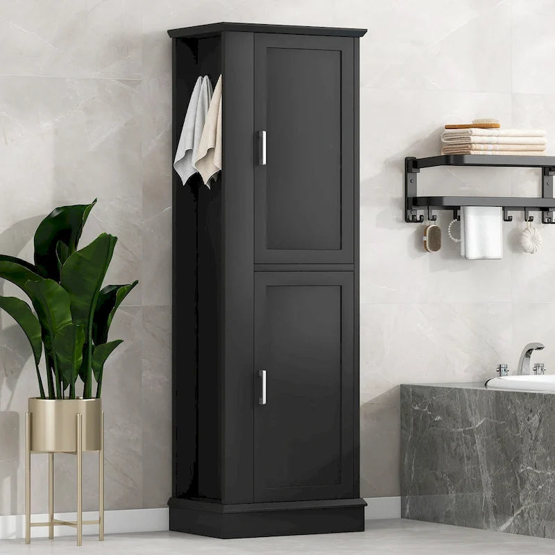 Armario alto de almacenamiento para baño con gancho y estante ajustable