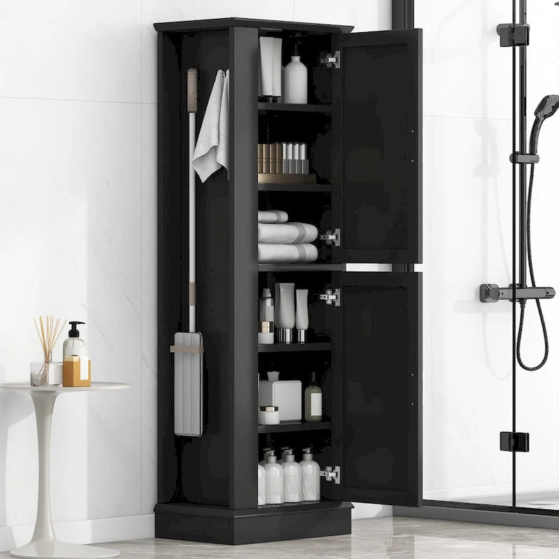 Armario alto de almacenamiento para baño con gancho y estante ajustable