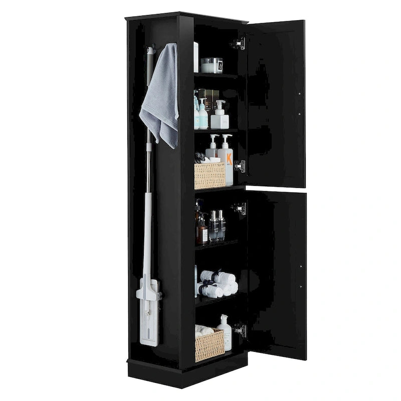 Armario alto de almacenamiento para baño con gancho y estante ajustable