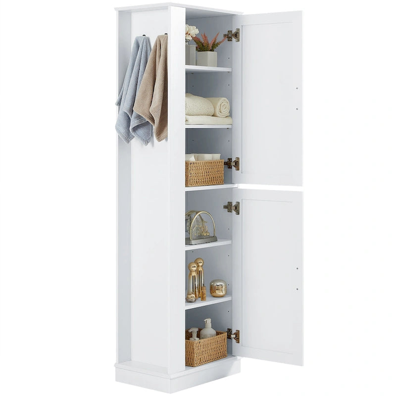 Armario alto de almacenamiento para baño con gancho y estante ajustable