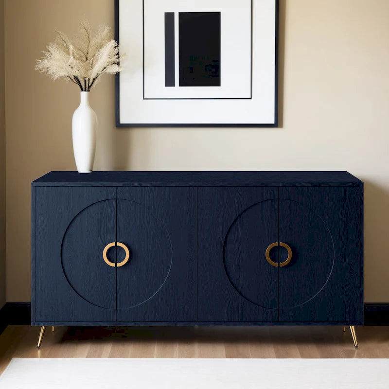 Modern Lacquered 4 Door Wooden Cabinet Sideboard Buffet Server Cabinet Storage Cabinet, for Living Room