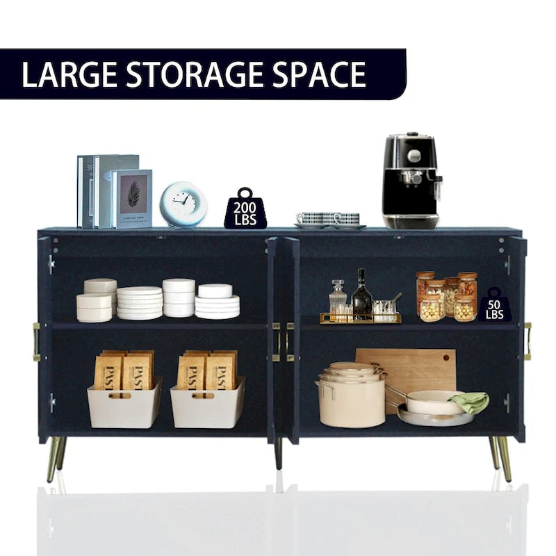 Moderner lackierter Holzschrank mit 4 Türen, Sideboard, Buffet- und Servierschrank, Aufbewahrungsschrank für das Wohnzimmer