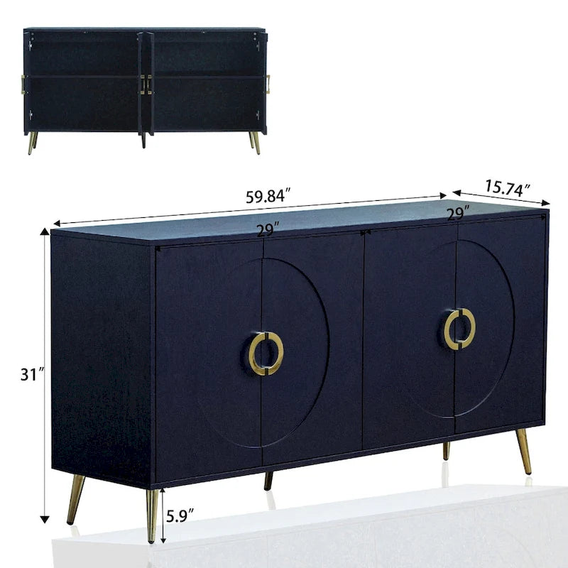 Moderner lackierter Holzschrank mit 4 Türen, Sideboard, Buffet- und Servierschrank, Aufbewahrungsschrank für das Wohnzimmer